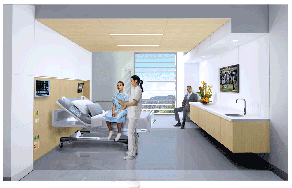 Simulation of patient room.